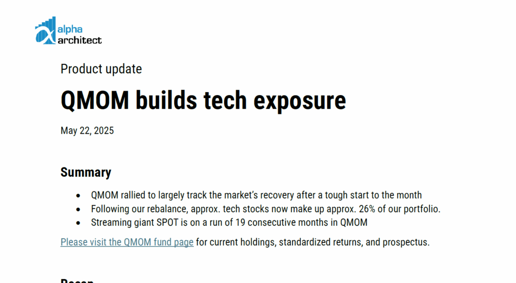 April 2025 | QMOM builds tech exposure