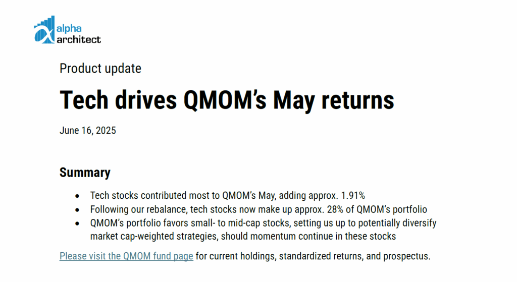 May 2025 | Tech drives QMOM’s May returns