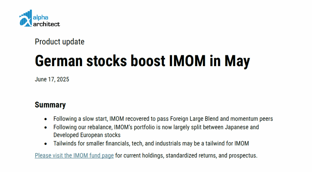 May 2025 | German stocks boost IMOM in May