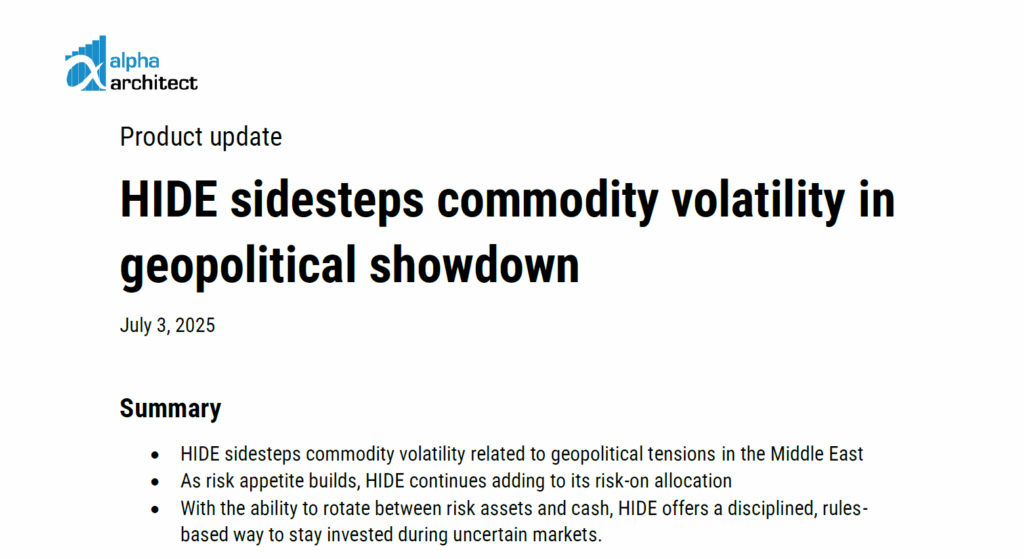 June 2025 | HIDE sidesteps commodity volatility