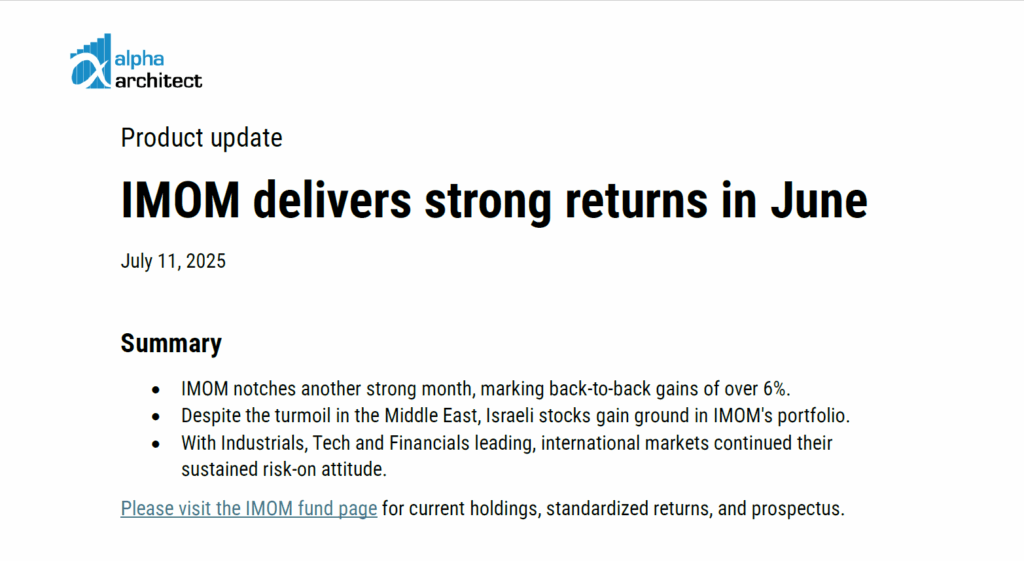 June 2025 | IMOM delivers strong returns in June