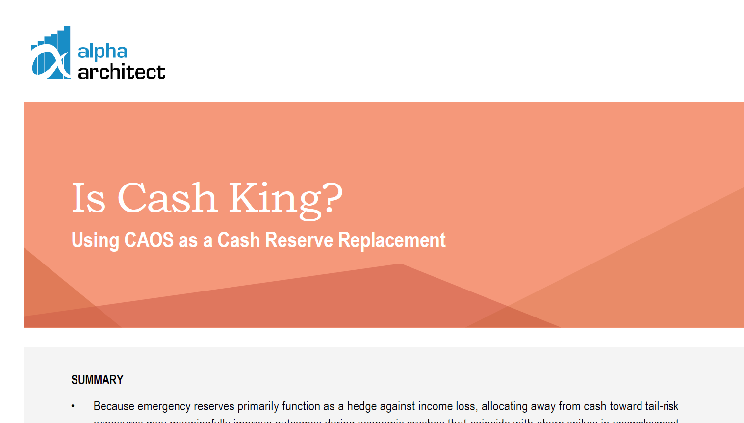 White Paper | Is Cash King?