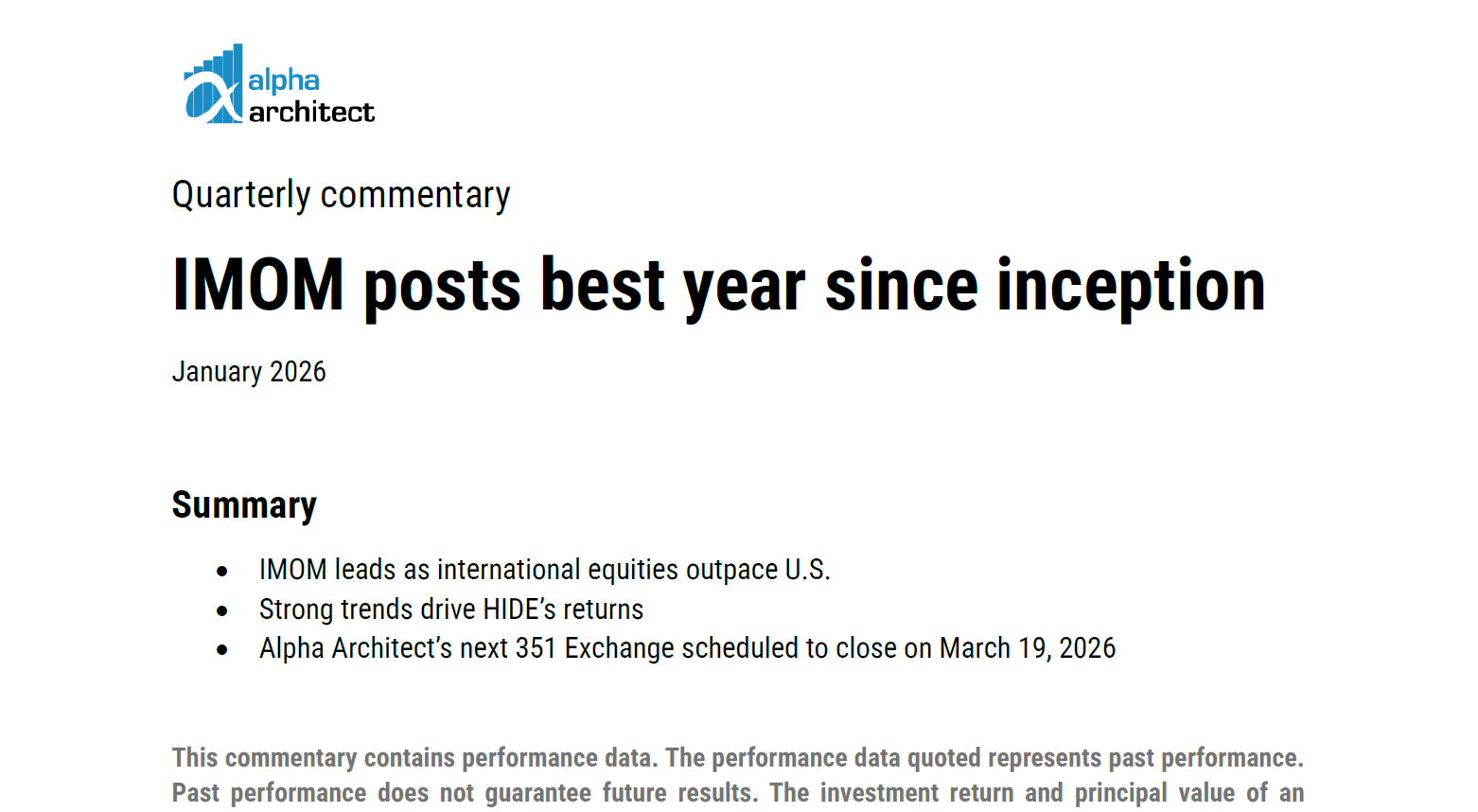 Commentary | Q4 2025 | IMOM posts best year since inception